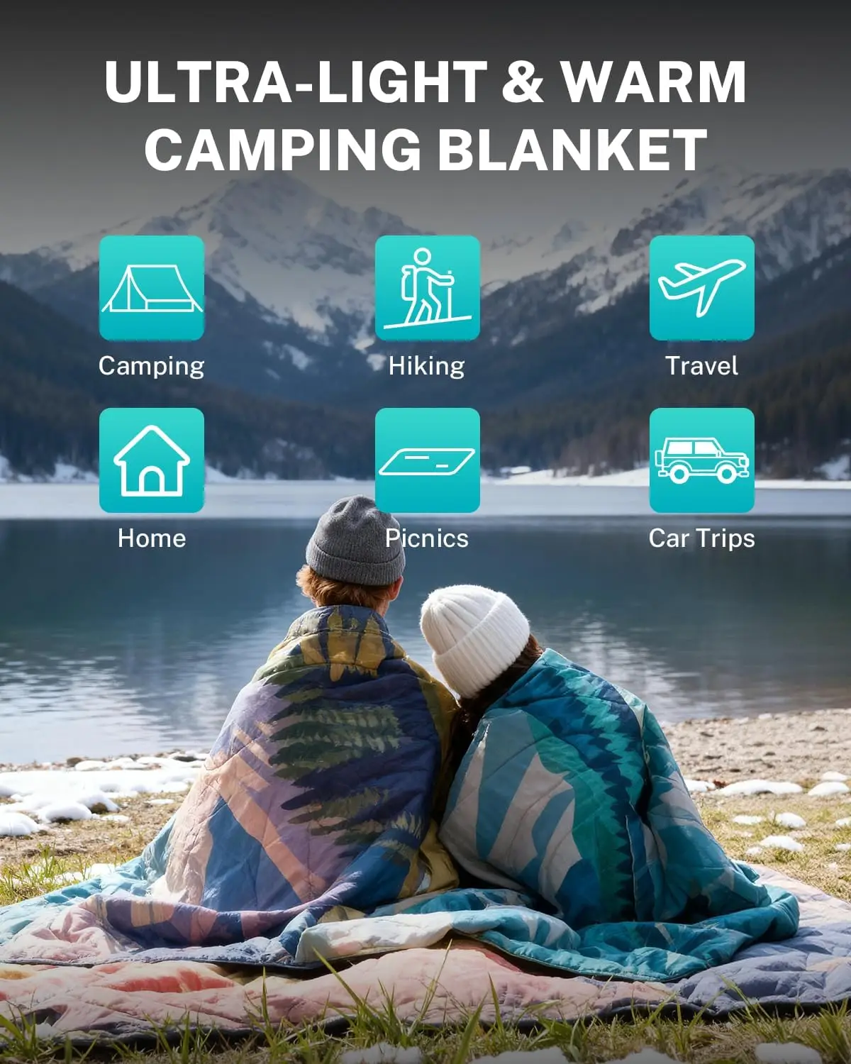 Packable Water Resistant Down Throw Quilt for Camping Hiking Picnic Warm - Image 4