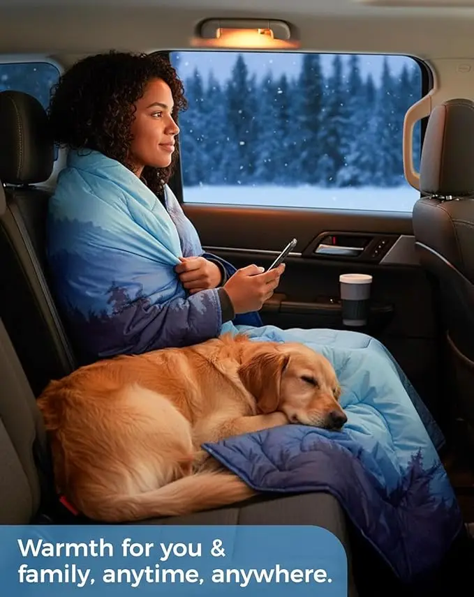 Packable Water Resistant Down Throw Quilt for Camping Hiking Picnic Warm - Image 4