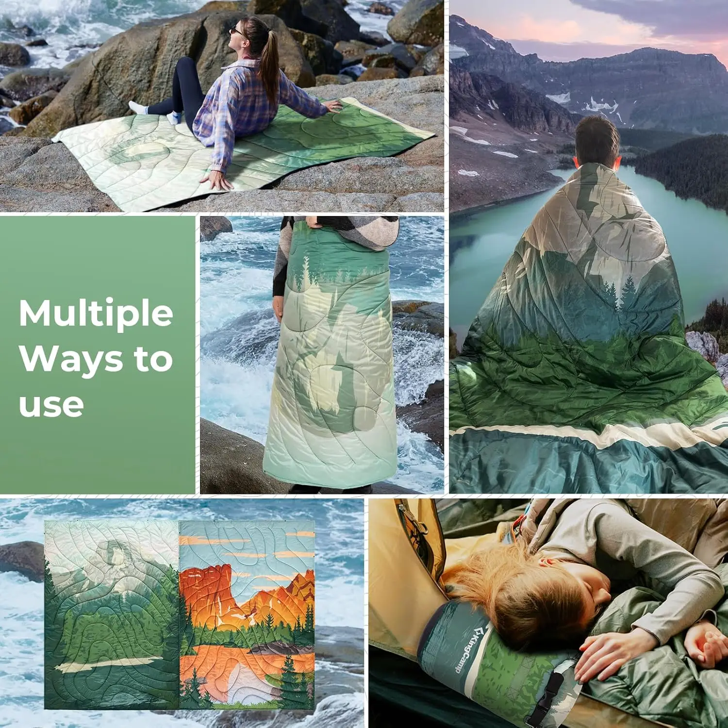 Packable Water Resistant Down Throw Quilt for Camping Hiking Picnic Warm - Image 4