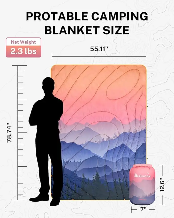 Packable Water Resistant Down Throw Quilt for Camping Hiking Picnic Warm - Image 4
