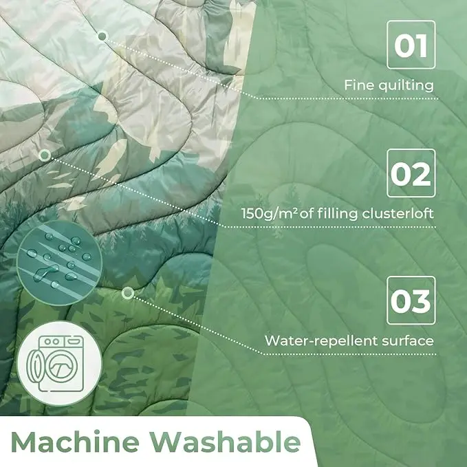 Packable Water Resistant Down Throw Quilt for Camping Hiking Picnic Warm - Image 5