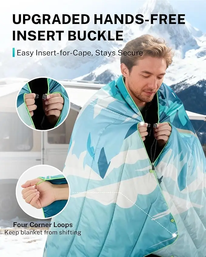 Packable Water Resistant Down Throw Quilt for Camping Hiking Picnic Warm - Image 6