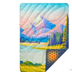 Packable Windproof Down Throw Quilt Water Resistant Warm Camping Hiking Picnic Blanket