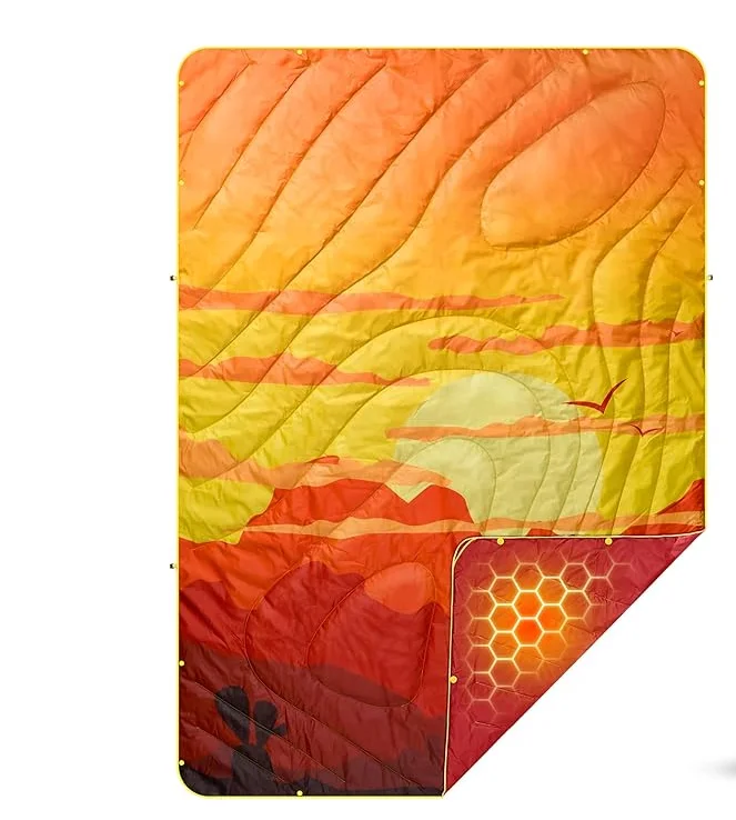 Packable Windproof Down Throw Quilt Water Resistant Warm Camping Hiking Picnic Blanket