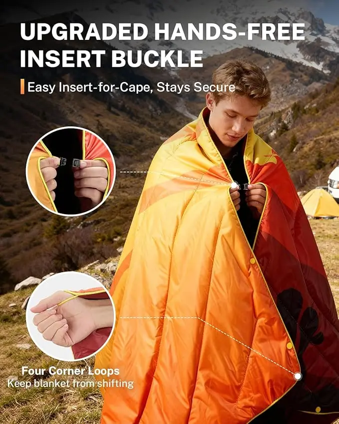 Packable Windproof Down Throw Quilt Water Resistant Warm Camping Hiking Picnic Blanket - Image 2