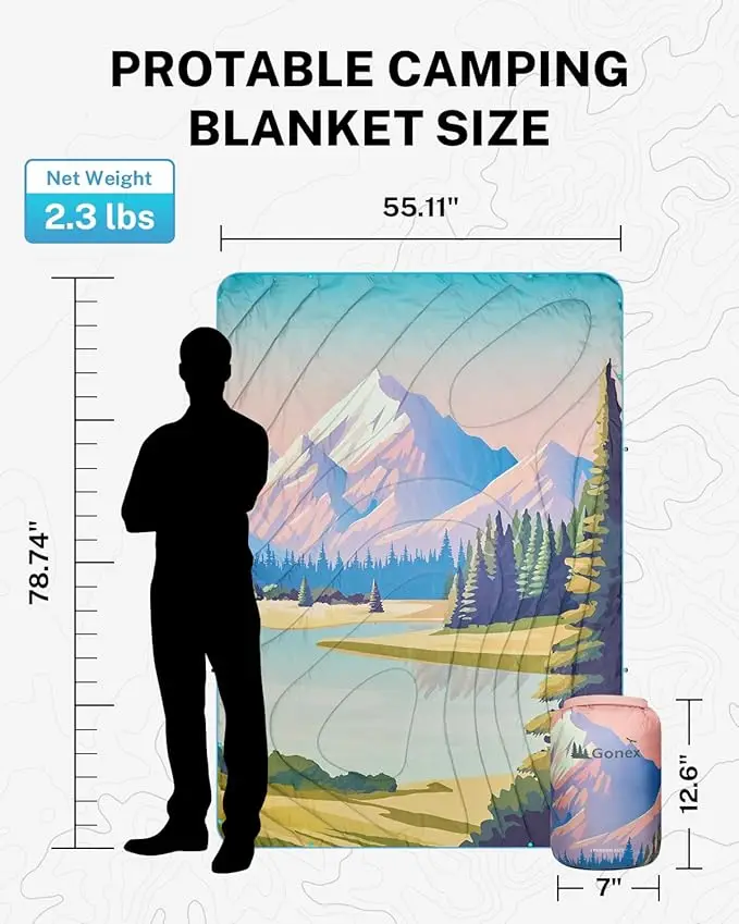 Packable Windproof Down Throw Quilt Water Resistant Warm Camping Hiking Picnic Blanket - Image 3