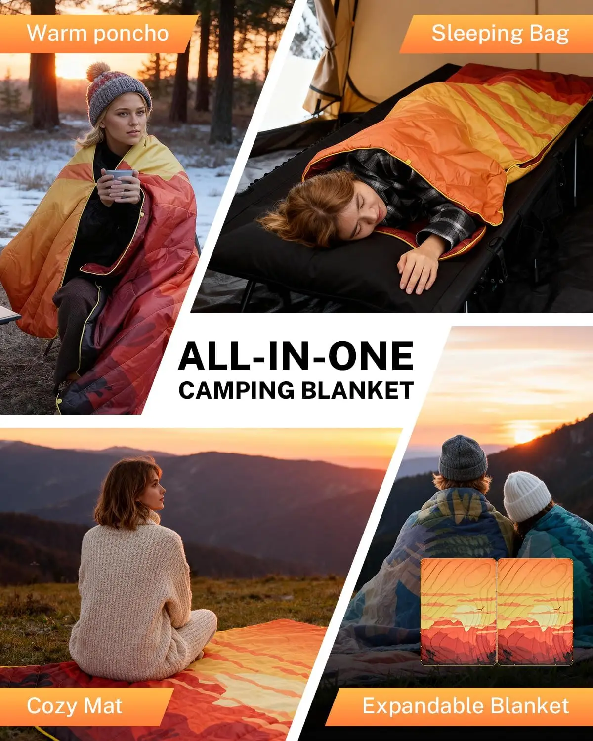 Packable Windproof Down Throw Quilt Water Resistant Warm Camping Hiking Picnic Blanket - Image 3