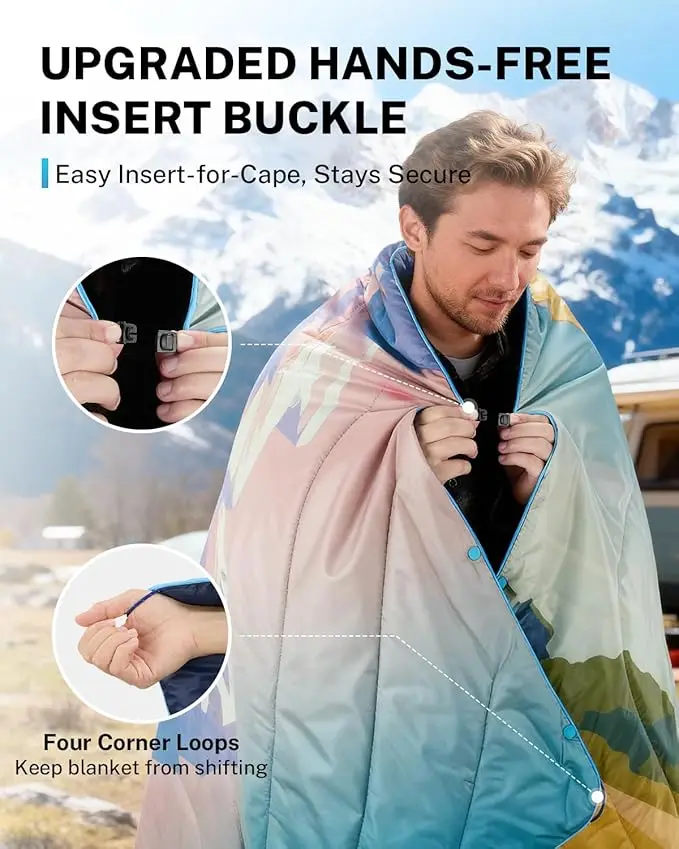 Packable Windproof Down Throw Quilt Water Resistant Warm Camping Hiking Picnic Blanket - Image 5