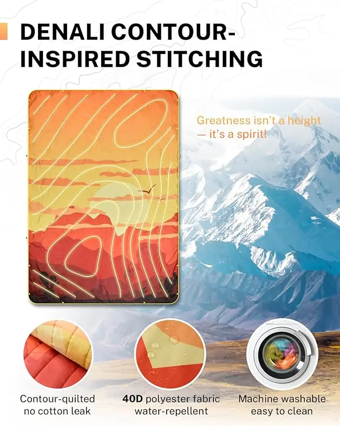 Packable Windproof Down Throw Quilt Water Resistant Warm Camping Hiking Picnic Blanket - Image 5
