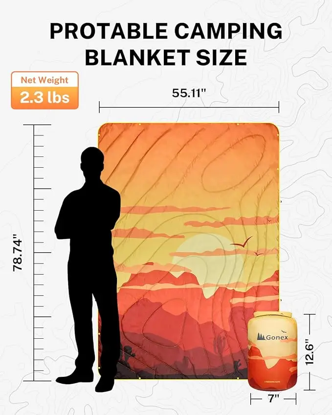 Packable Windproof Down Throw Quilt Water Resistant Warm Camping Hiking Picnic Blanket - Image 6