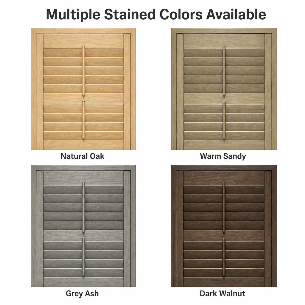 Paulownia Plantation Shutter 63mm Louvre Stained Solid Wood Tilt Rod Mid Rail Custom Size B2B - Image 5