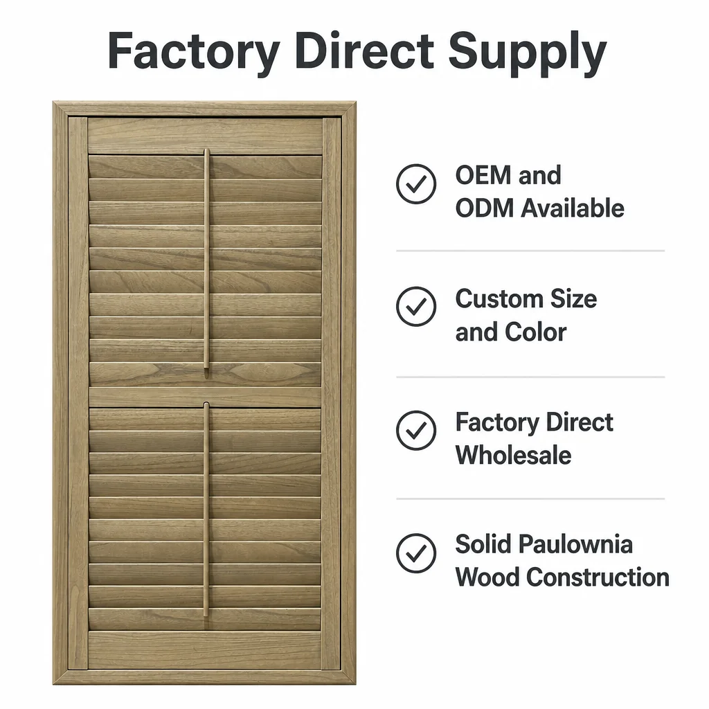 Paulownia Plantation Shutter 63mm Louvre Stained Solid Wood Tilt Rod Mid Rail Custom Size B2B - Image 6