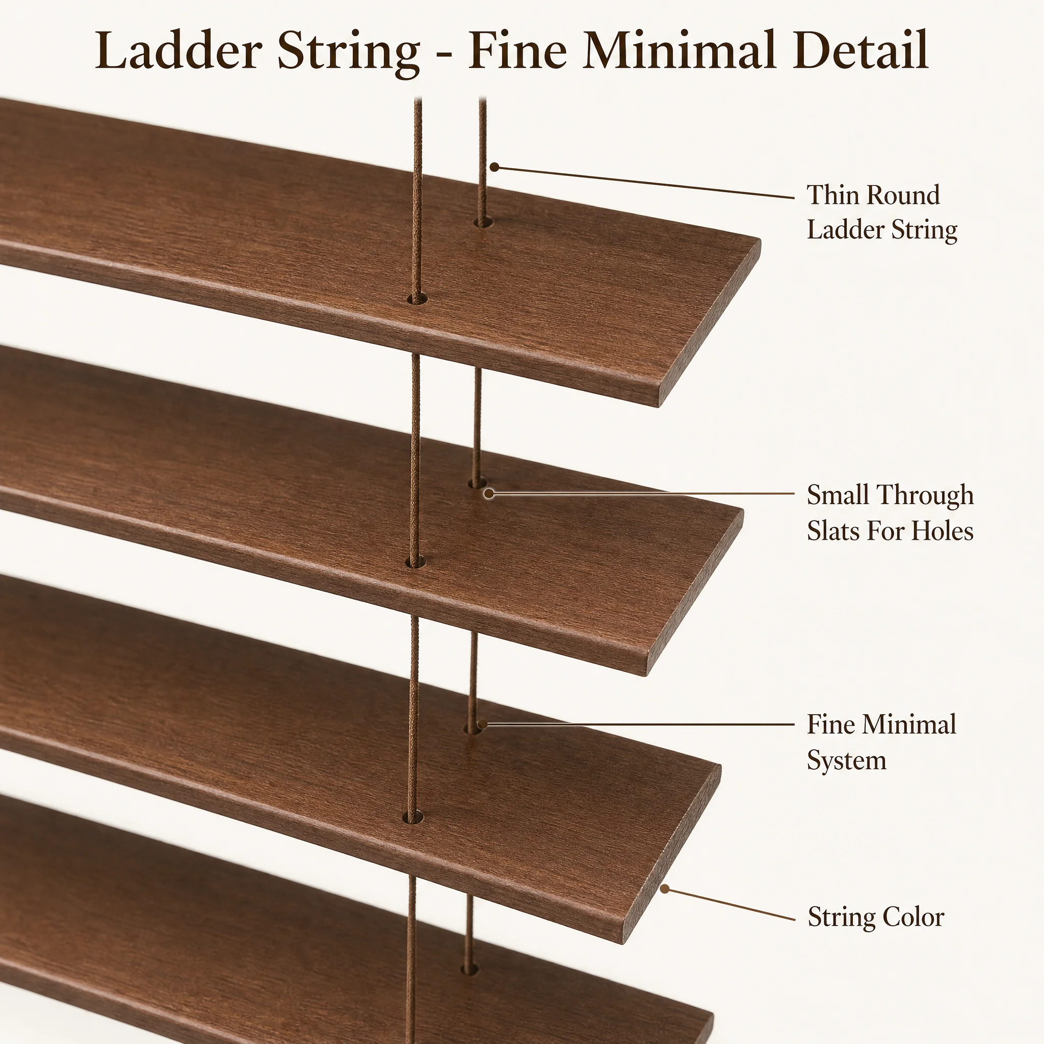 Paulownia Wood Venetian Blinds Custom Size Anti-UV Eco-Friendly Black Cord Control - Image 5