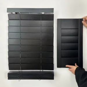 Paulownia Wood Vertical Blinds Black Match Plantation Shutters