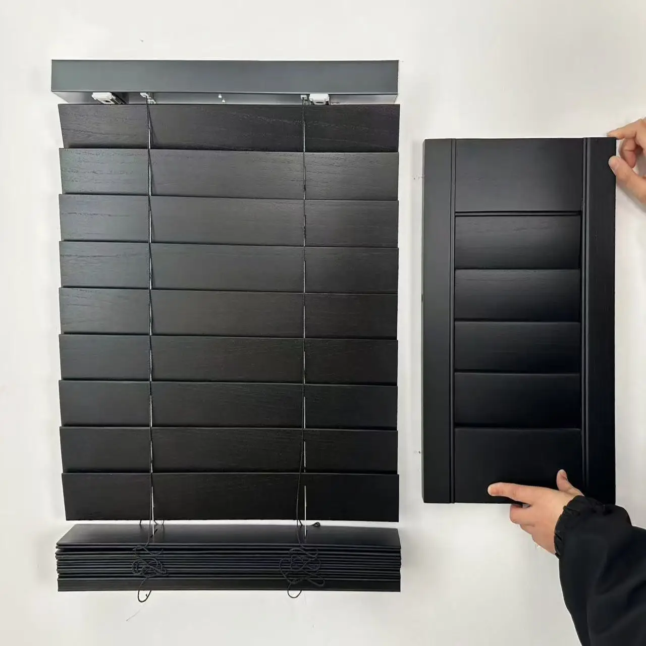 Paulownia Wood Vertical Blinds Black Match Plantation Shutters