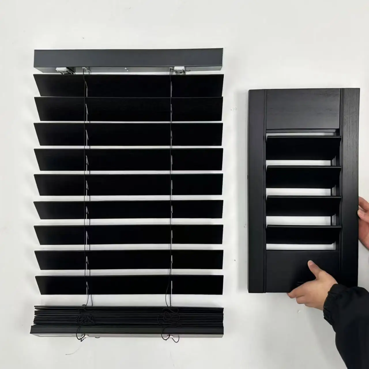 Paulownia Wood Vertical Blinds Black Match Plantation Shutters - Image 3