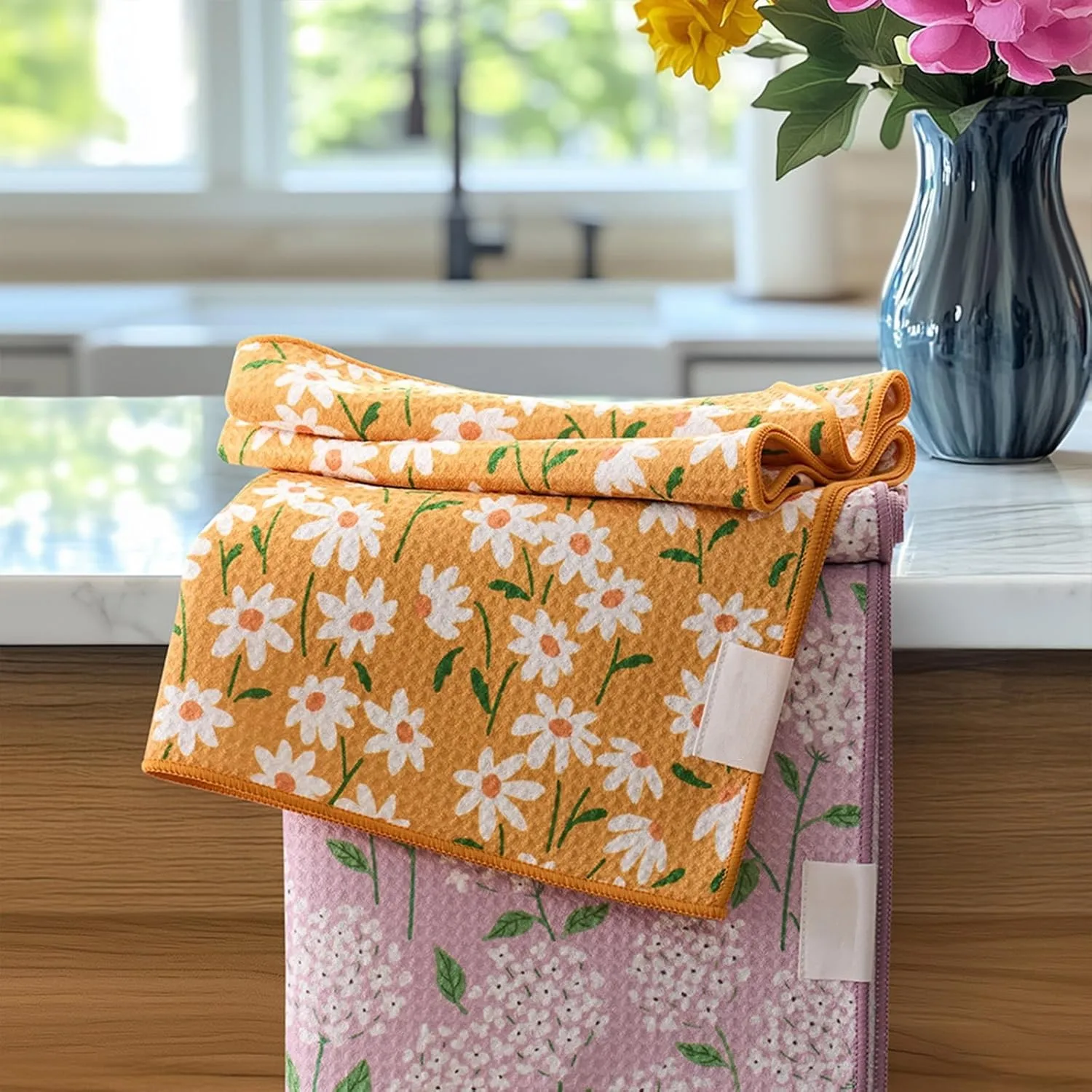 Personalized Floral Recycled Tea Towel - Super Absorbent Quick Dry Lightweight Reusable - Image 4