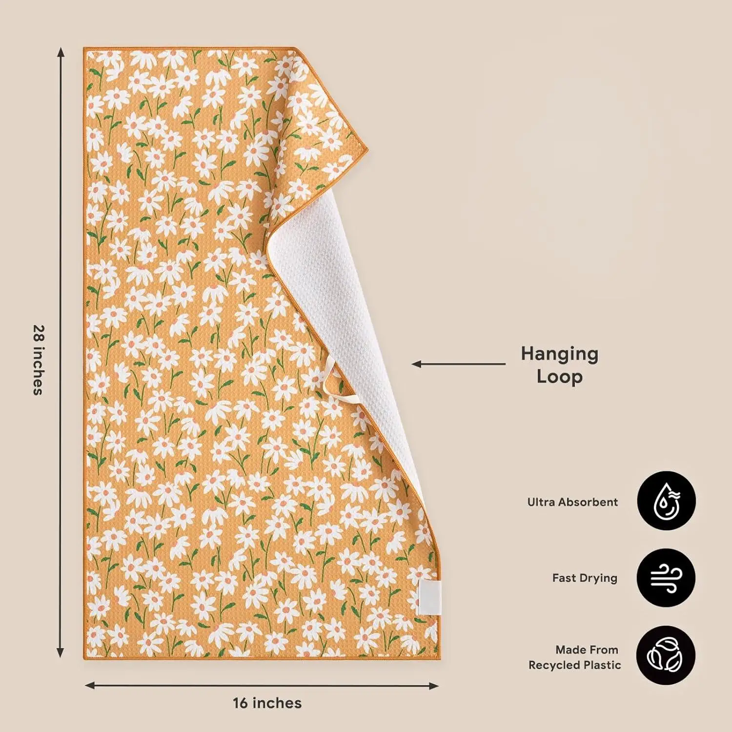 Personalized Floral Recycled Tea Towel - Super Absorbent Quick Dry Lightweight Reusable - Image 6