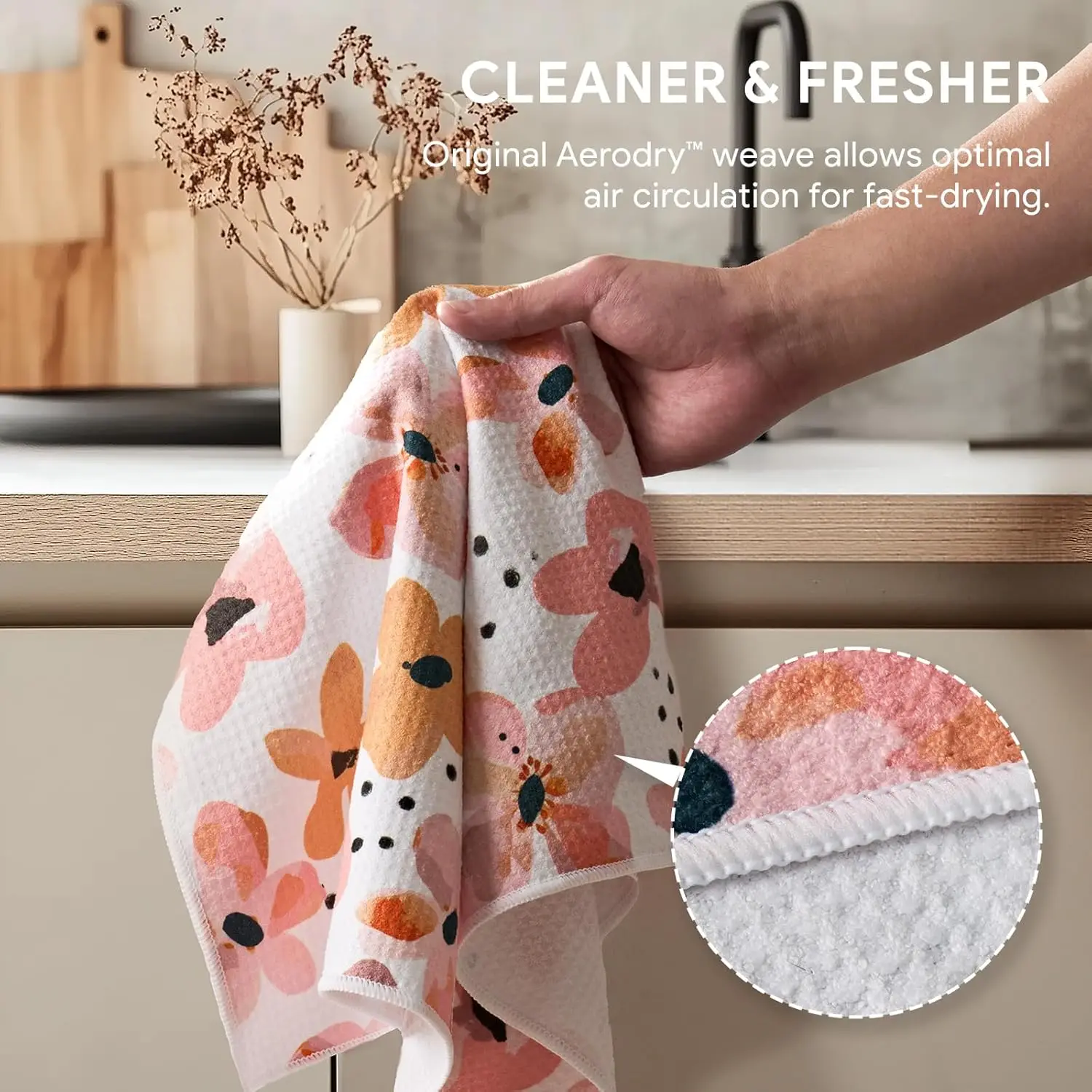 Personalized Floral Recycled Tea Towel Super Absorbent Quick Dry Reusable - Image 4
