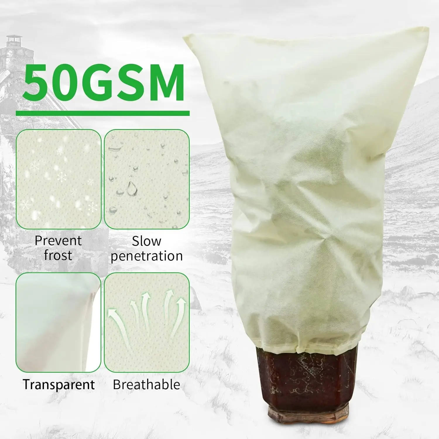Plant Fleece Frost Protection Jackets 50g 80x100cm Winter Plant Covers - Image 3