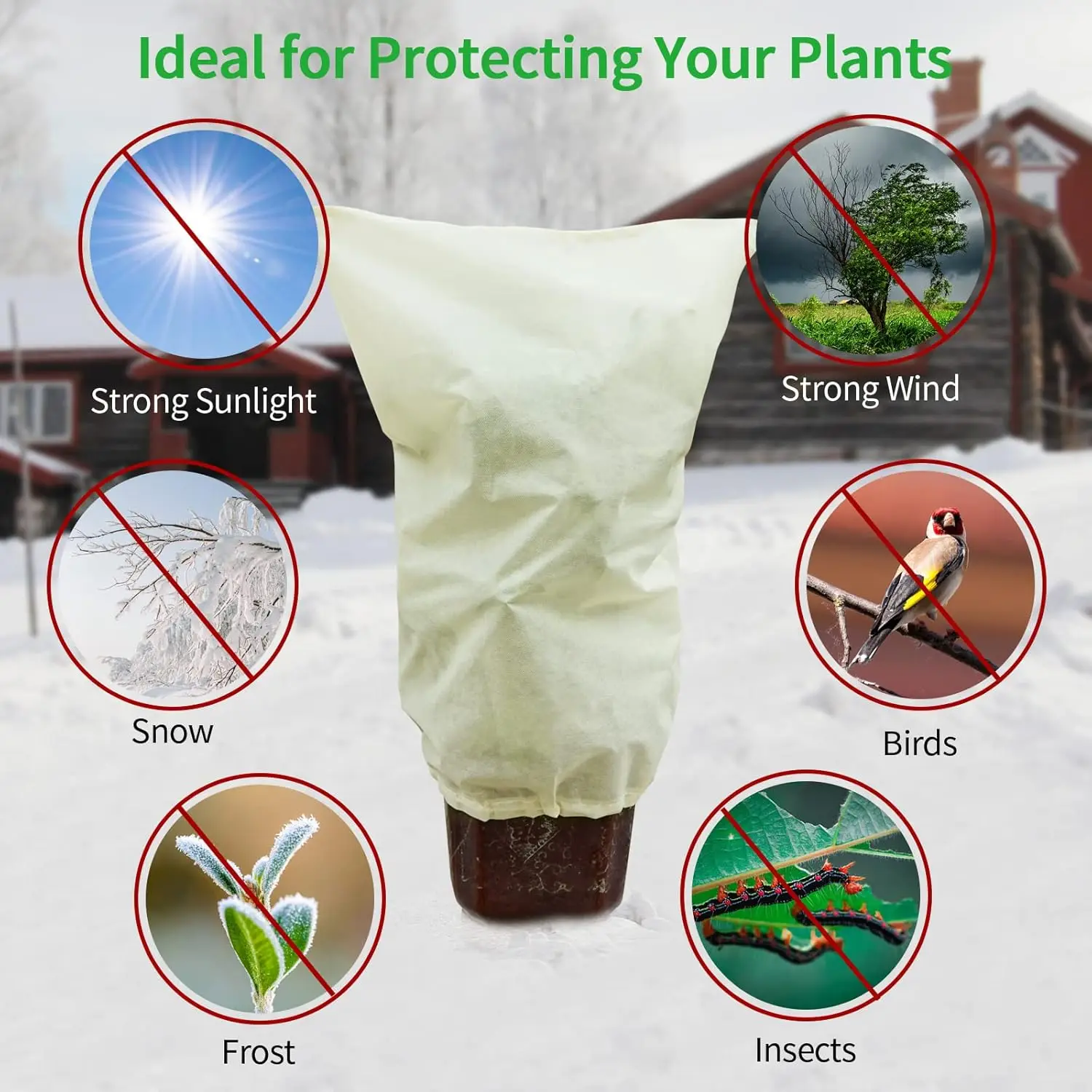 Plant Fleece Frost Protection Jackets 50g 80x100cm Winter Plant Covers - Image 4