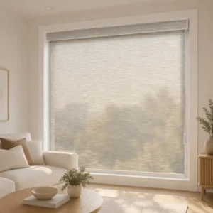 Polyester Roller Shades Semi-blackout Arc Curved Headrail 38mm Chain System Custom Size Window Blind
