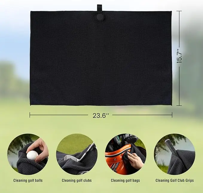 Premium Magnetic Golf Towel with Carabiner Clip for Club Cleaning - Image 3