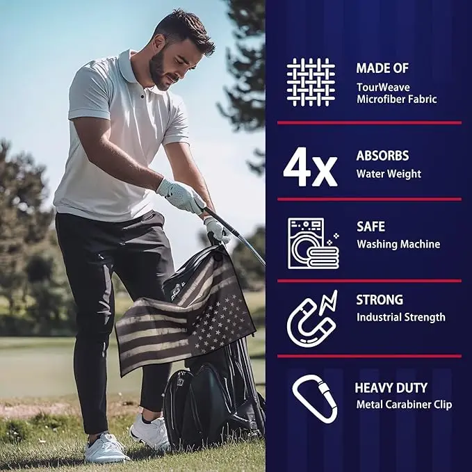 Premium Microfiber Golf Towel Quick Dry Highly Absorbent Waffle Weave for Club Cleaning - Image 2