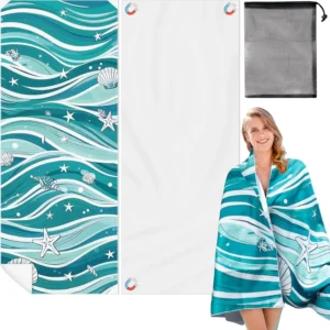 Premium Quick Dry Microfiber Summer Beach Towel Abstract Pattern Woven