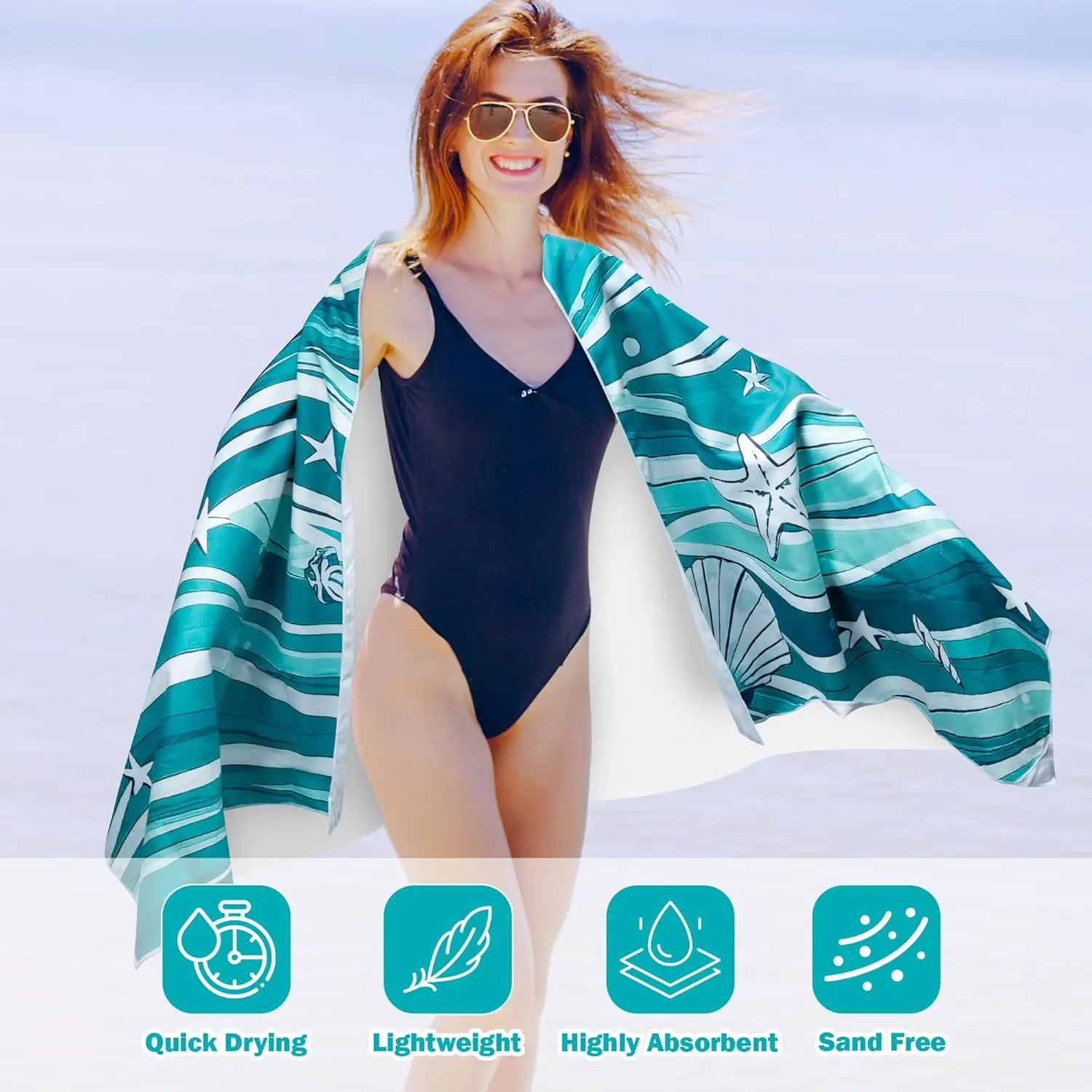 Premium Quick Dry Microfiber Summer Beach Towel Abstract Pattern Woven - Image 4