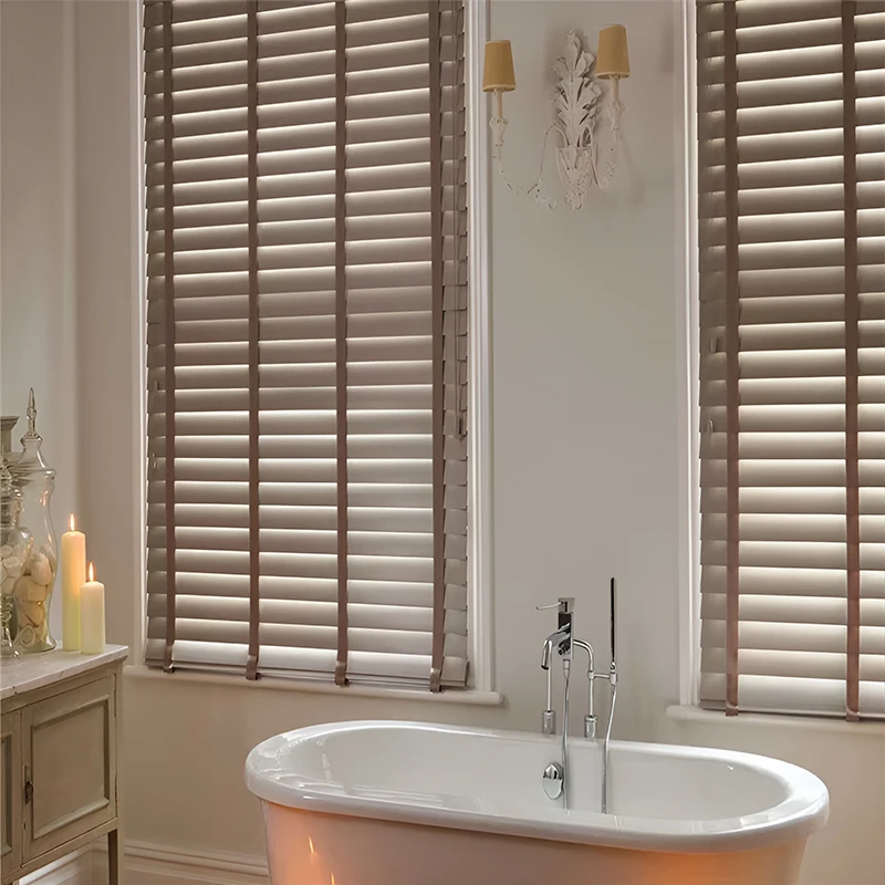 Premium Solid Wood Venetian Blinds Customizable Eco-Friendly Built-In - Image 2