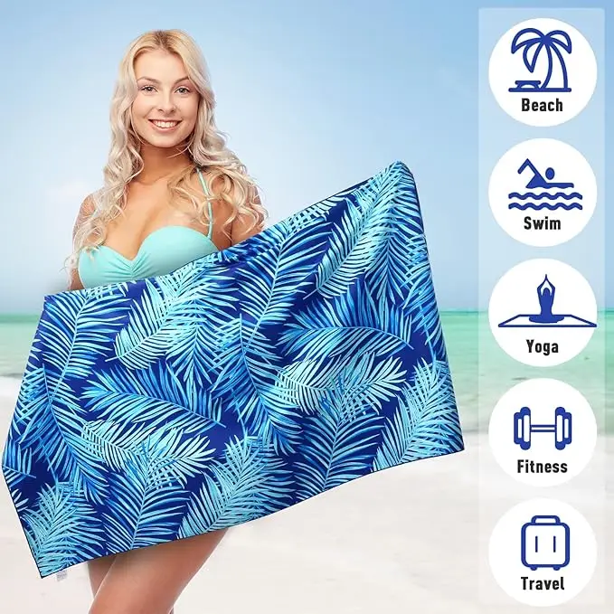Premium Waffle Weave Quick-Dry Microfiber Beach Towel Luxury Hotel Spa - Image 2