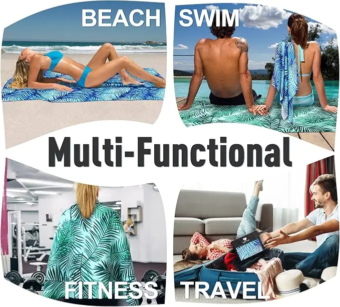 Premium Waffle Weave Quick-Dry Microfiber Beach Towel Luxury Hotel Spa - Image 5