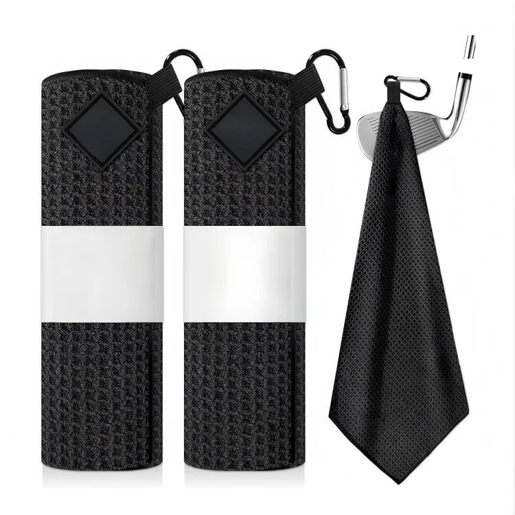 Premium Woven Microfiber Golf Towel Sports Center Cut Easy Clean Fast Dry Lightweight Custom