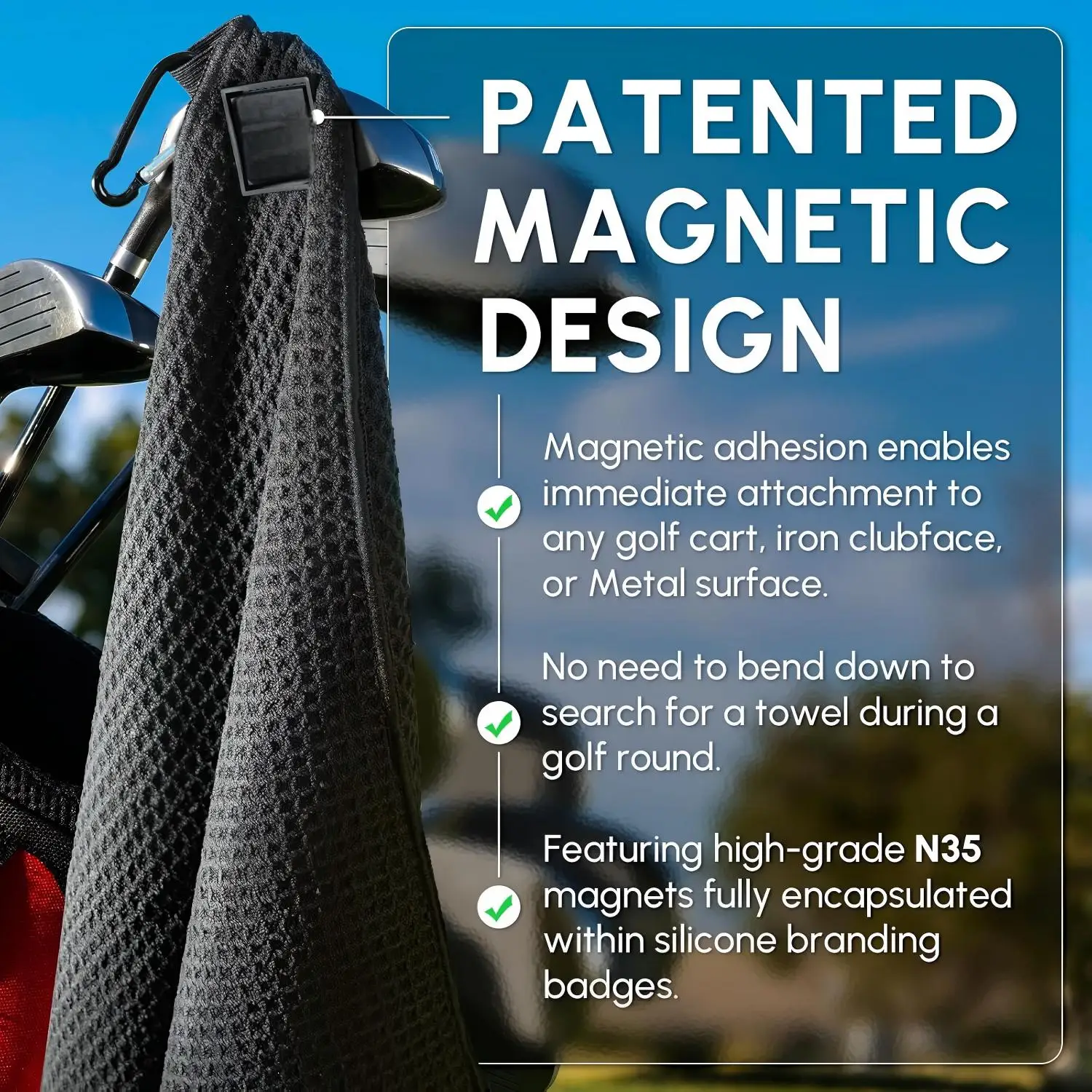 Premium Woven Microfiber Golf Towel Sports Center Cut Easy Clean Fast Dry Lightweight Custom - Image 3