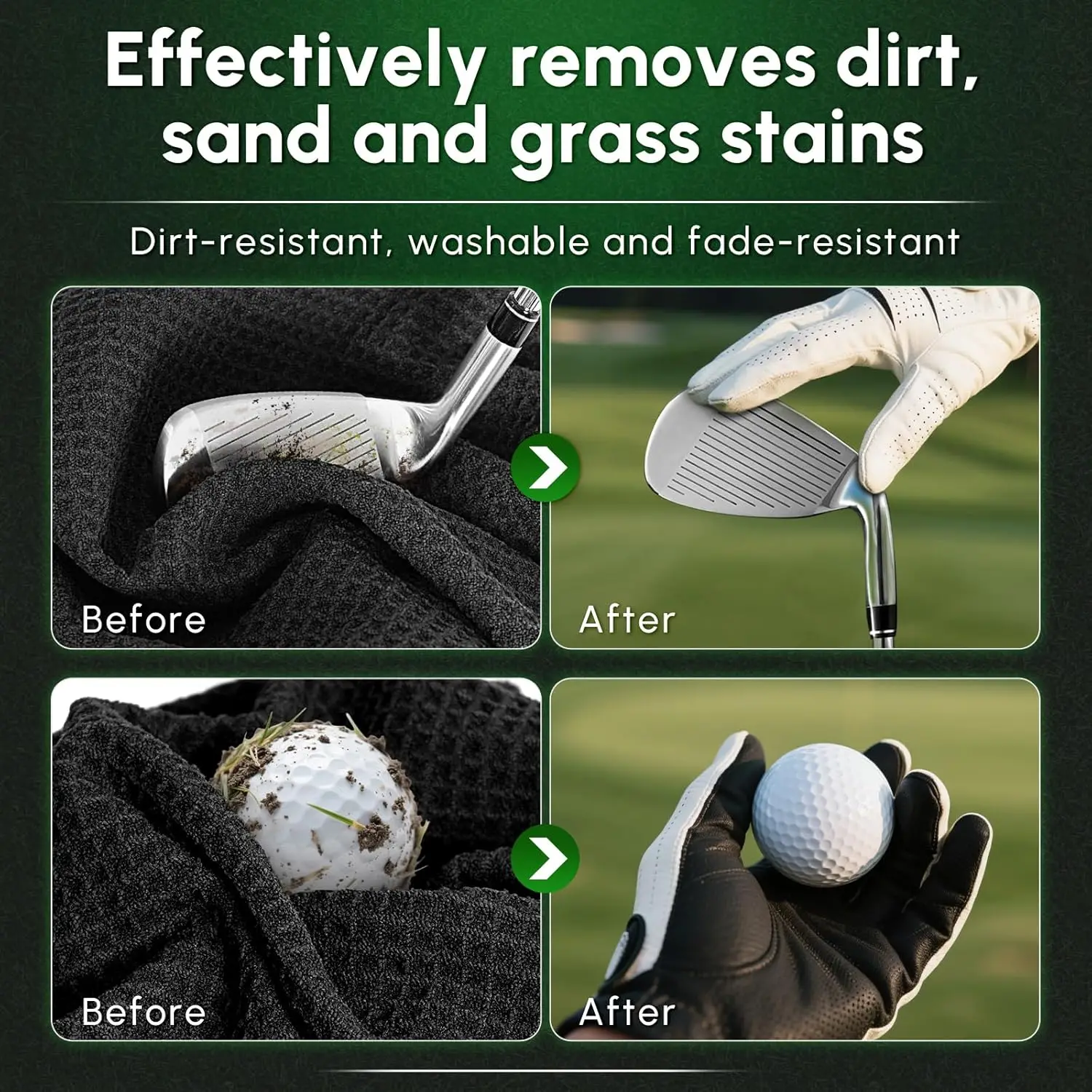 Premium Woven Microfiber Golf Towel Sports Center Cut Easy Clean Fast Dry Lightweight Custom - Image 5