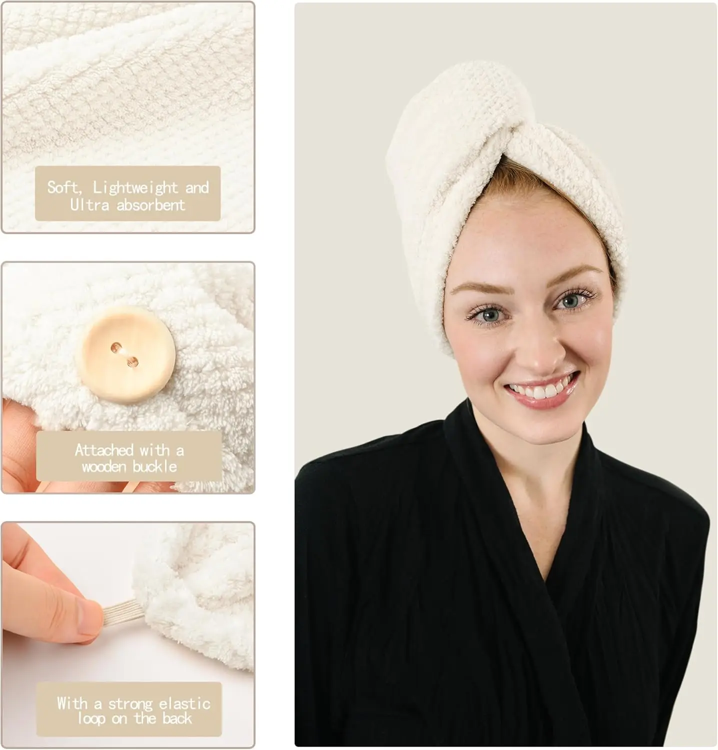 Quick Dry Antimicrobial Microfiber Hair Towel Roll Custom Print Lightweight Travel - Image 3