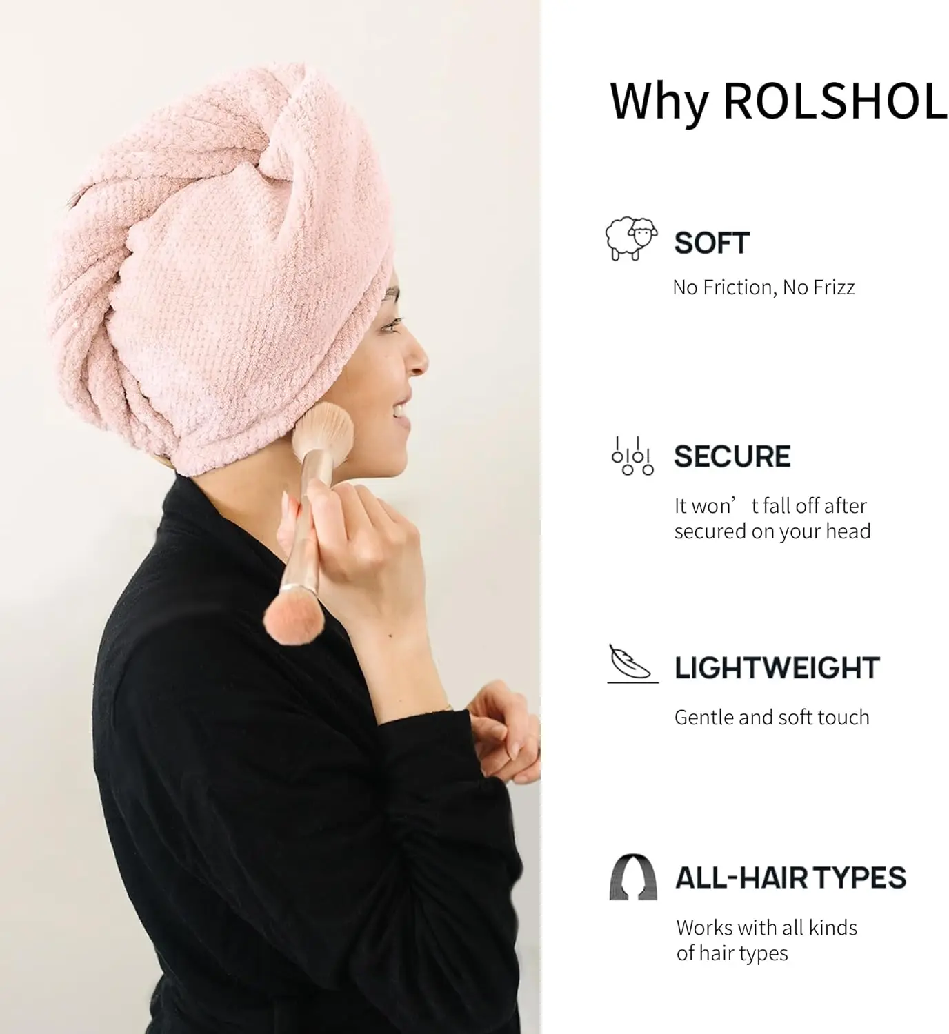 Quick Dry Antimicrobial Microfiber Hair Towel Roll Custom Print Lightweight Travel - Image 4