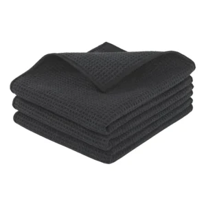 Quick Dry Black Sports Waffle Towel Sweat Absorbent Lightweight Fitness Outdoor