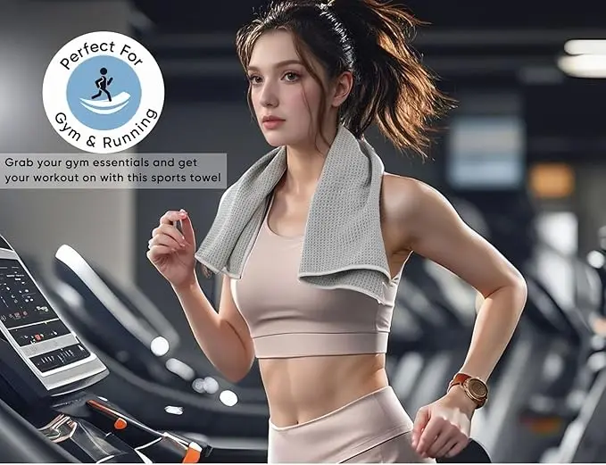 Quick Dry Black Sports Waffle Towel Sweat Absorbent Lightweight Fitness Outdoor - Image 6