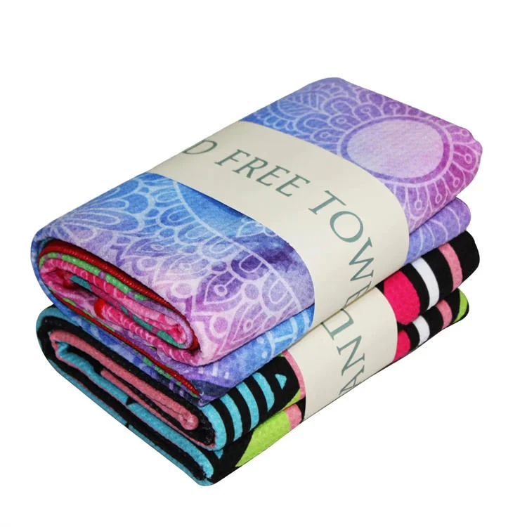 Quick Dry Custom Sublimation Suede Microfiber Sports Pattern Recycled Lightweight Beach Towel Bag