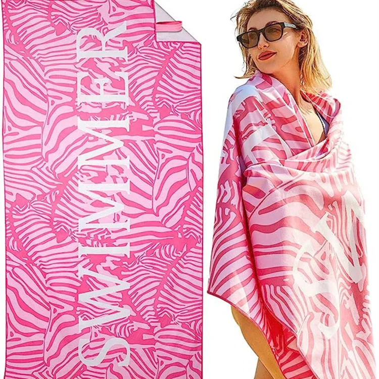 Quick Dry Custom Sublimation Suede Microfiber Sports Pattern Recycled Lightweight Beach Towel Bag - Image 2