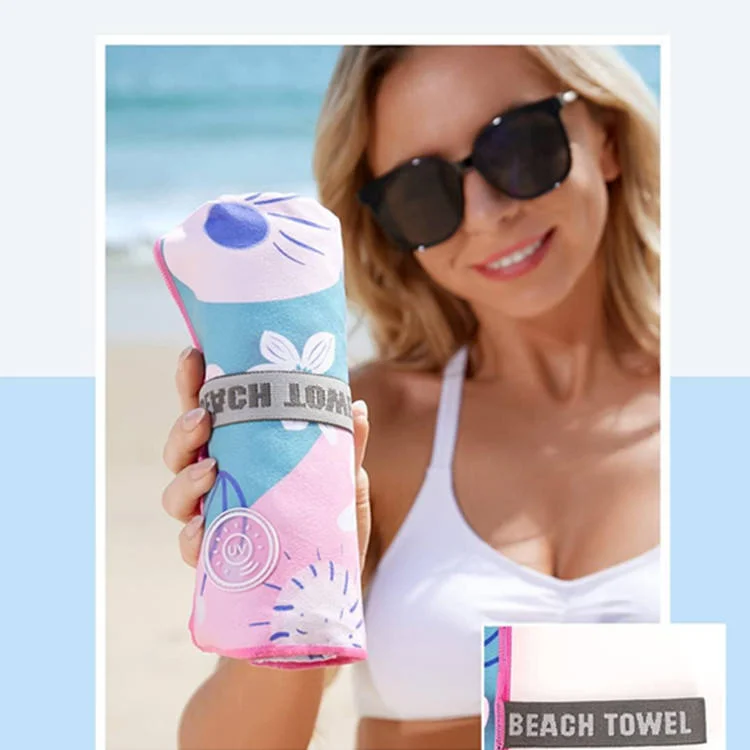 Quick Dry Custom Sublimation Suede Microfiber Sports Pattern Recycled Lightweight Beach Towel Bag - Image 6