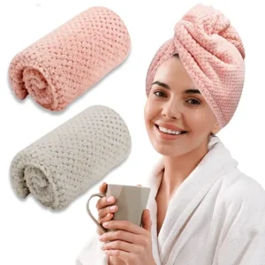 Quick-Dry Hair Turban Microfiber Towel Soft with Buttons