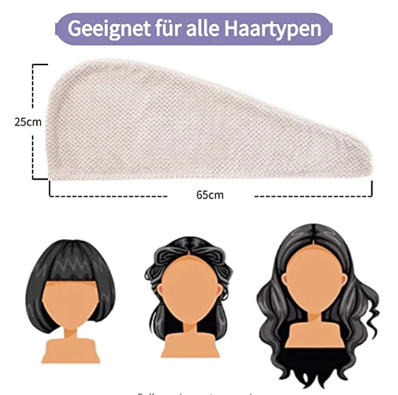 Quick-Dry Hair Turban Microfiber Towel Soft with Buttons - Image 3