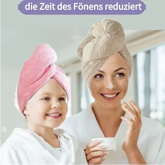 Quick-Dry Hair Turban Microfiber Towel Soft with Buttons - Image 6