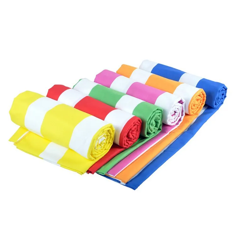 Quick Dry Lightweight Sports Compressed Digital Printed Stripe Microfibre Beach Towel with Bag - Image 6