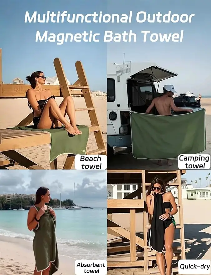 Quick-Dry Magnetic Beach Towels for Swimming Camping Travel Soft - Image 6