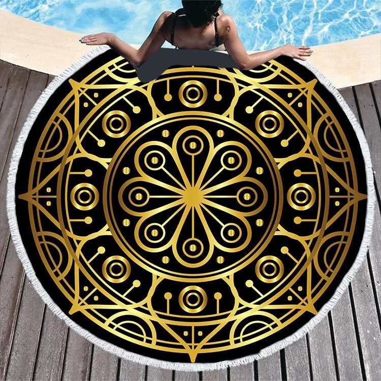 Quick Dry Microfiber Beach Towel with Tassels Sand Free Round Sports Blanket for Adults - Image 5