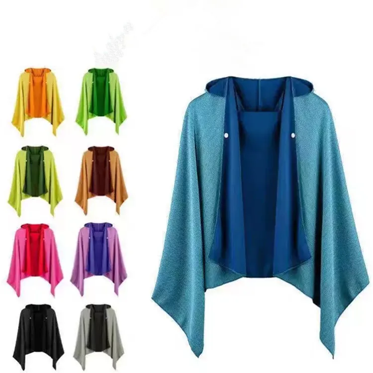 Quick-Dry Microfiber Hooded Poncho Towel Lightweight Compressed Fitness Sports